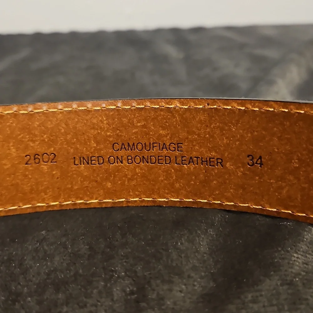 Men's Camouflage On Bonded Leather Belt Sz. 34 - Picture 3 of 4